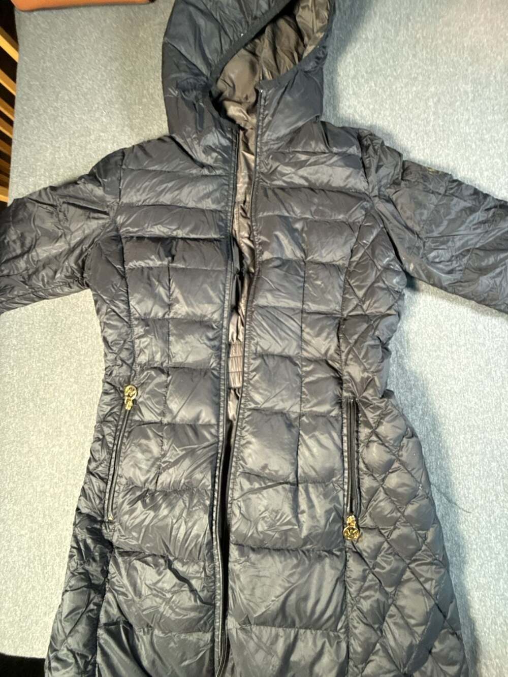 Michael Kors Packable Quilted Hooded Down Jacket Puffer Coat Black